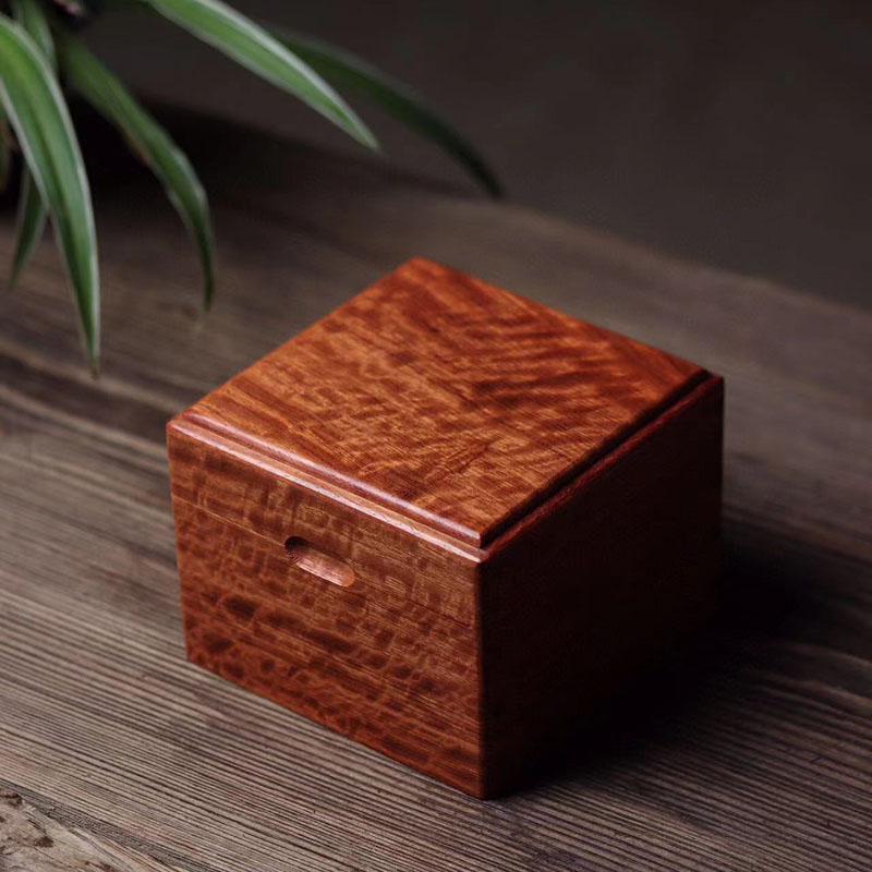 缅甸花梨独板正方首饰盒实木收纳盒珠宝饰品盒大果紫檀收藏盒