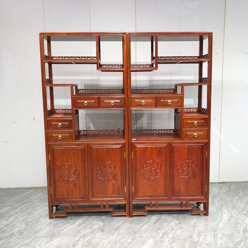 红木家具缅甸花梨博古架隔断中式多宝阁客厅古董架置物展示架