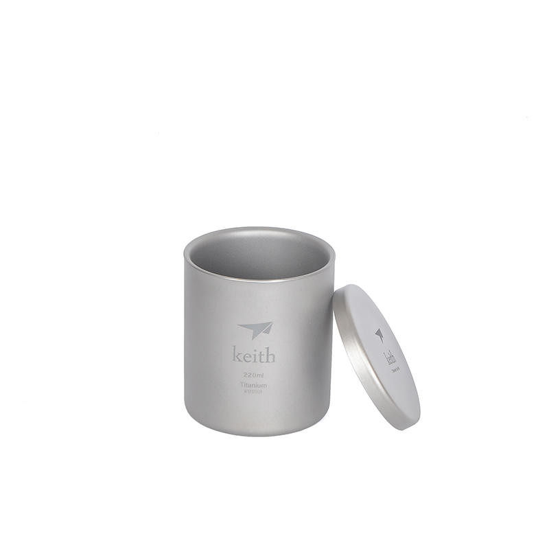 keith铠斯纯钛杯 双层保温钛水杯防烫 简约无把办公室用 220ml