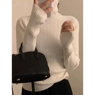 韩国东大门新品 温柔女人味 高级感秋冬显瘦修身高领打底针织衫