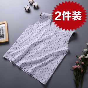 2件装 中老年新款内衣女式纯棉汗衫无袖妈妈打底衫老人大背心夏薄