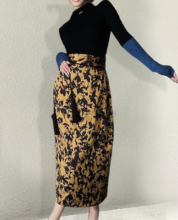 taupe商店du家定制印花新中式 流苏半裙盖茨比风高腰中长裙裹身裙