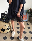 Lace ECHOADE时髦博主叠穿神器 Black Skirt透视感蕾丝半身裙短裙