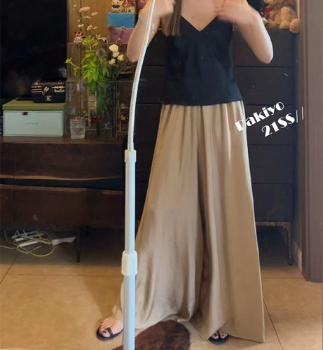 EEWEN醋酸凉凉裤松紧腰垂感高腰