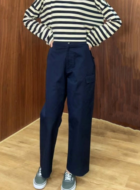 DakiyoKO踏春bi备隐藏的工装口袋裤 全棉工装藏青色直筒九分裤KIA