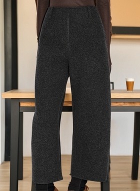 ja  过冬神裤进口高支山羊绒羊毛亲肤双面毛呢弯刀9分裤