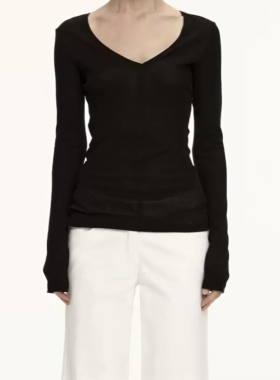 正确版还原 Nort天丝羊毛v领修身微弹长袖打底