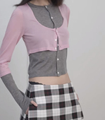 长袖 正确版 两件套 1叠穿天丝羊毛修身 还原RARE U领2