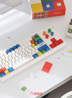 TUTKEYS土酱键帽原创colorfun兔子世界pbt热升华可爱键帽奶白色