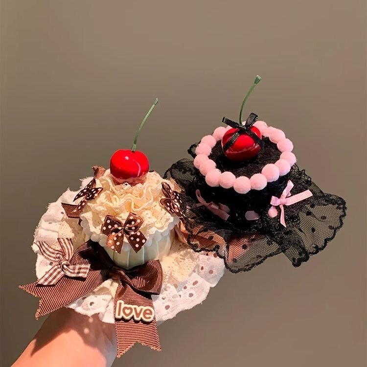 可爱蝴蝶结樱桃蛋糕帽子发夹少女生日派对头饰拍照道具Lolita发夹