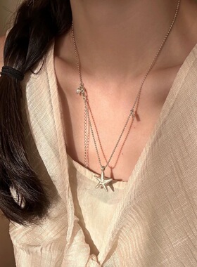 小清新淡水珍珠五角星海星吊坠项链女小众高级日常百搭叠戴锁骨链