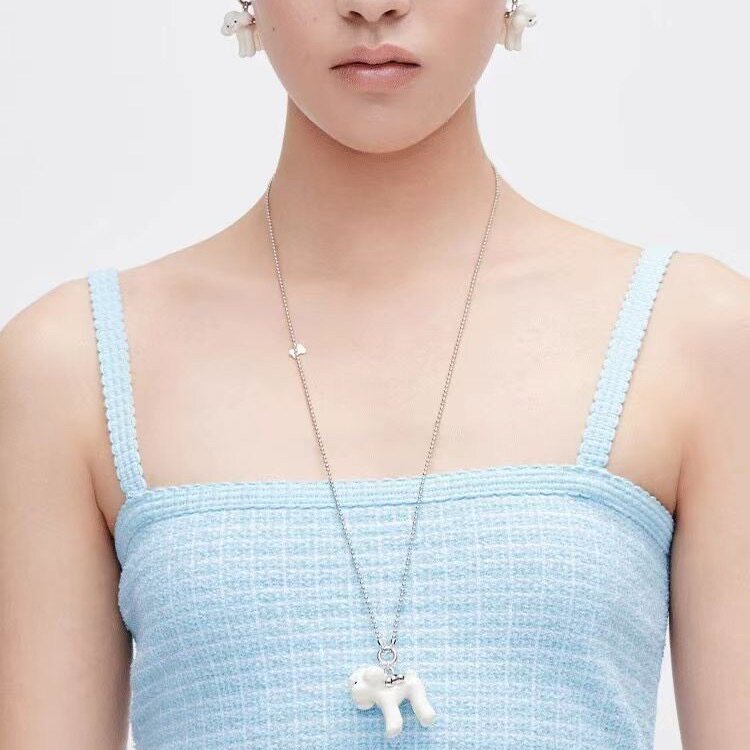 夏季新款爱心泰迪狗狗项链时尚百搭吊坠款童趣小众设计款长项链女