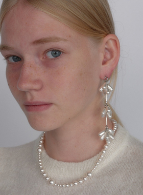 Amei 韩国MONDAY EDITION长款nana同款珍珠毛衣链小众项链耳环女