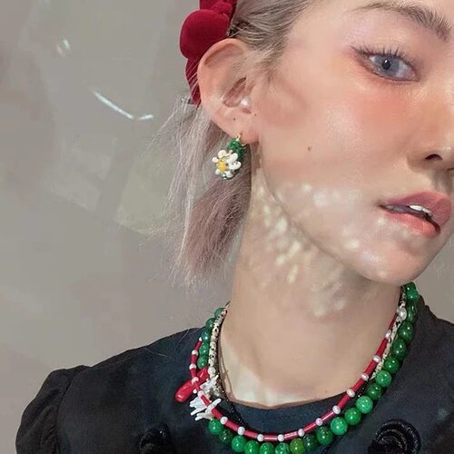 法式复古小众设计感BV三色珐琅缠绕花朵耳环个性时髦高级感耳饰女 - 封面