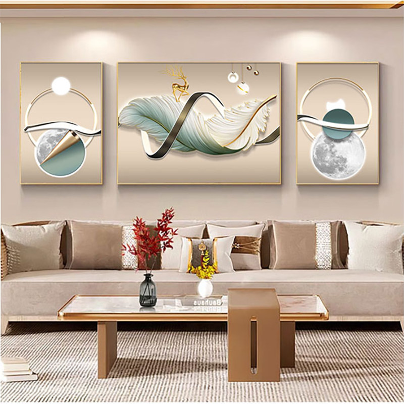 客厅装饰画沙发背景墙挂画羽毛