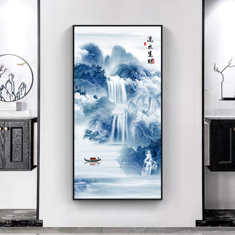 新中式入户玄关装饰画走廊过道尽头挂画进门墙画壁画竖晶瓷山水画,家居饰品,现代装饰画,淘宝优惠券,粉丝福利购,淘宝优惠卷