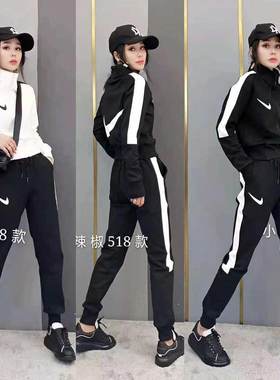 运动套装女夏季新款时尚网红韩版潮牌宽松修身洋气欧货休闲两件套