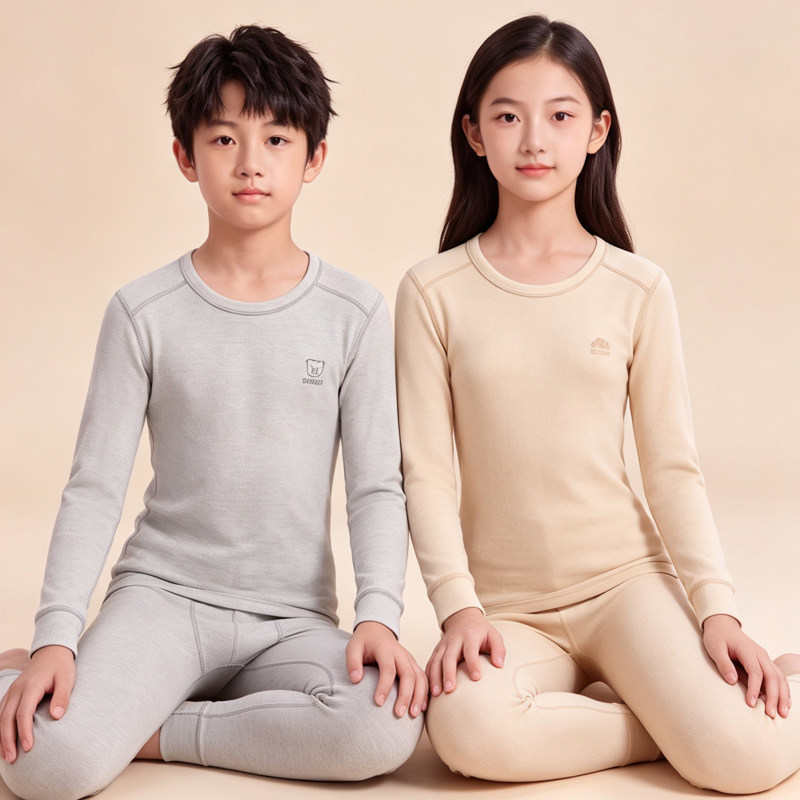 中大童内衣套装莱赛尔纯棉青少年秋衣秋裤男童女童睡衣儿童棉毛衫