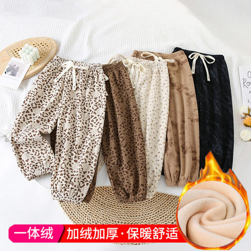儿童保暖裤加绒秋冬男童加厚棉裤女童一体绒内穿打底裤男宝宝绒裤