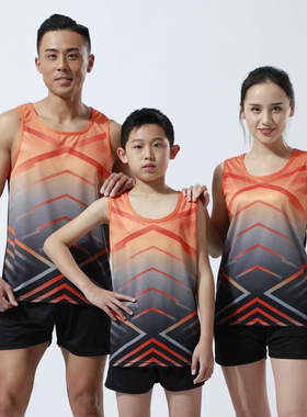 田径服套装男中小学生比赛田径短跑女专业中考跑步训练801718黑色