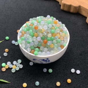 鱼鱼翡翠天然缅甸A货三彩多宝散珠DIY手串项链 私拍无效 直播链接