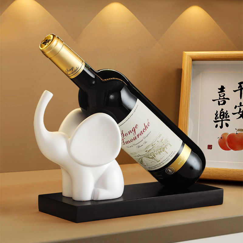 简约轻奢大象红酒架桌面装饰品摆件餐边柜酒柜电视柜红酒瓶架酒托