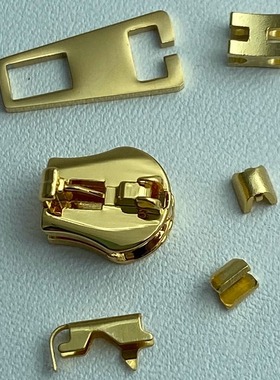 DYl金色拉链瑞士牙欧款头配件头尾止上下齿直金色不锈钢拉片