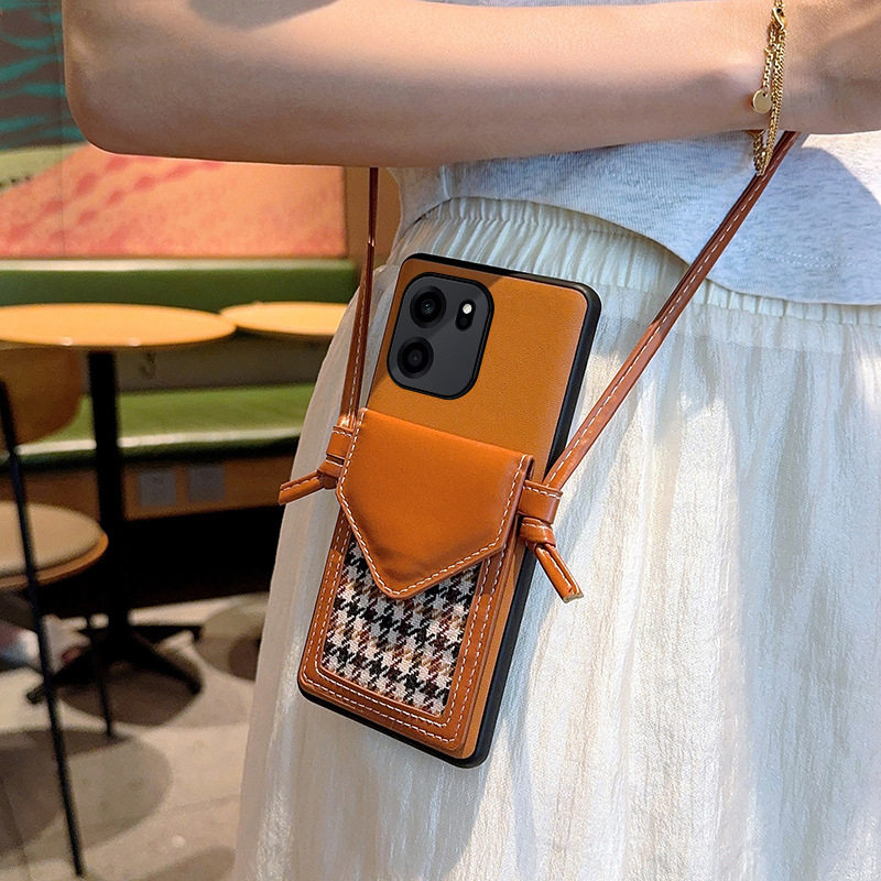 千鸟格适用一加Turbo6手机壳斜挎插卡包一加Turbo6V皮质保护套,3C数码配件,手机屏幕总成,淘宝优惠券,粉丝福利购,淘宝优惠卷