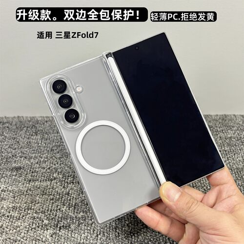 适用三星zfold7手机壳透明磁吸