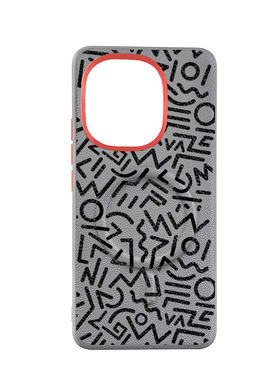 适用一加ACE6手机壳素皮1加ACE6中国风几何涂鸦皮套橙色镜头圈1+