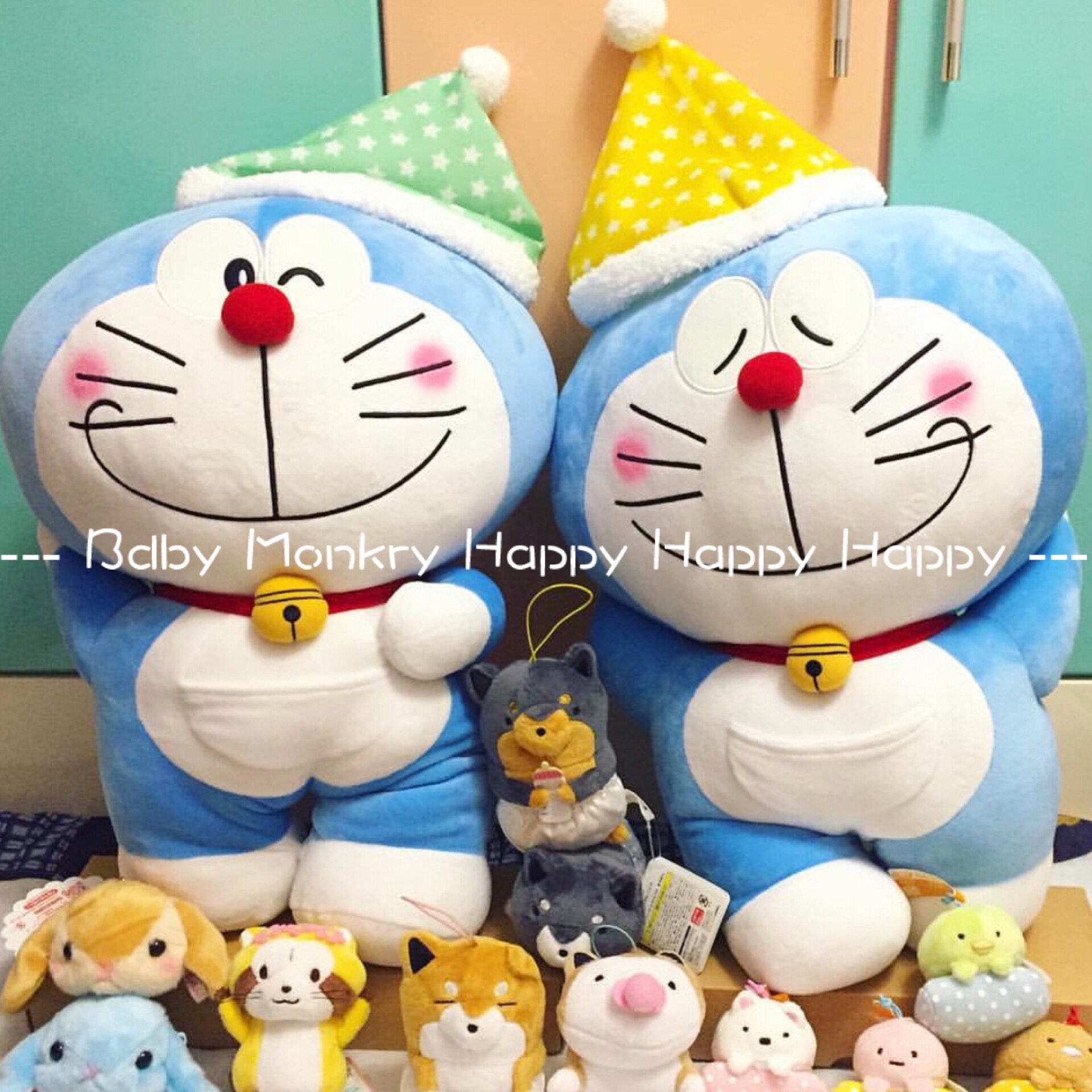 日本正版限定 睡帽哆啦啦A梦蓝胖子机器猫超软大公仔玩偶趴趴热卖