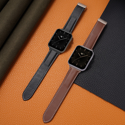 适用OPPOwatch4Pro磁吸折叠扣真皮表带watchX2/X代专用小牛皮腕带
