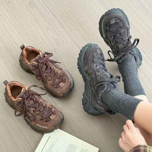 2026新款增高厚底复古老爹鞋女