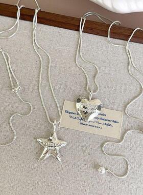 抽拉式长款项链女2026新款百搭小众颈链爱心星星字母卫衣链锁骨链