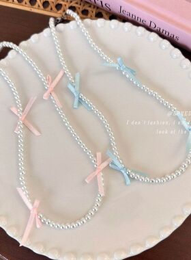 芭蕾少女丝带蝴蝶结项链甜美高级感轻奢毛衣链时尚简约春夏配饰品