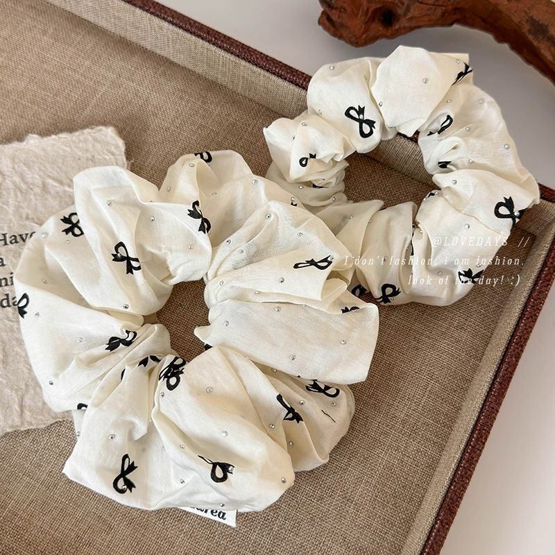 芭蕾风烫钻蝴蝶结发绳大肠发圈头绳少女百搭皮筋森系布艺手作发饰