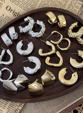 欧美风跨境新潮时尚耳饰CCB塑料不规则几何夸张耳钉网红气质配饰