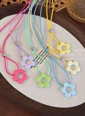 欧若风彩色花朵项链女2026新款可调节长短锁骨链小众设计颈链配饰