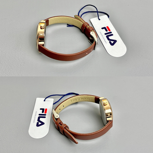 FILA斐乐复古小方表女士简约棕色皮带手表轻奢小众美拉德手表6572