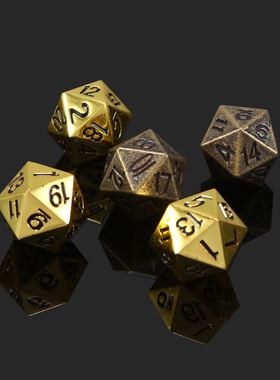 流浪地球第五人格李一一COC龙跑团金属古铜20面数字骰子筛子色子