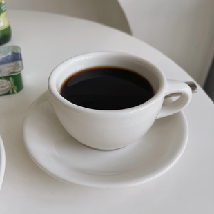 乳白系列咖啡杯碟 拿铁美式手冲咖啡杯碟 咖啡店用素白咖啡杯