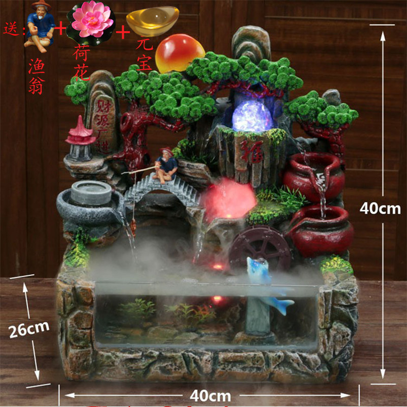 鱼缸假山流水喷泉风水轮球循环水