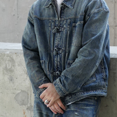 盘扣牛仔外套男士 YONDER 唐装 26SS 做旧丹宁夹克通勤宽松 REALM