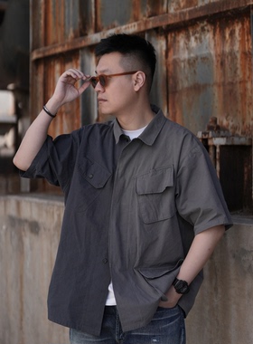 YONDER REALM 25SS  军事风纯棉宽松工装短袖衬衫日系多口袋