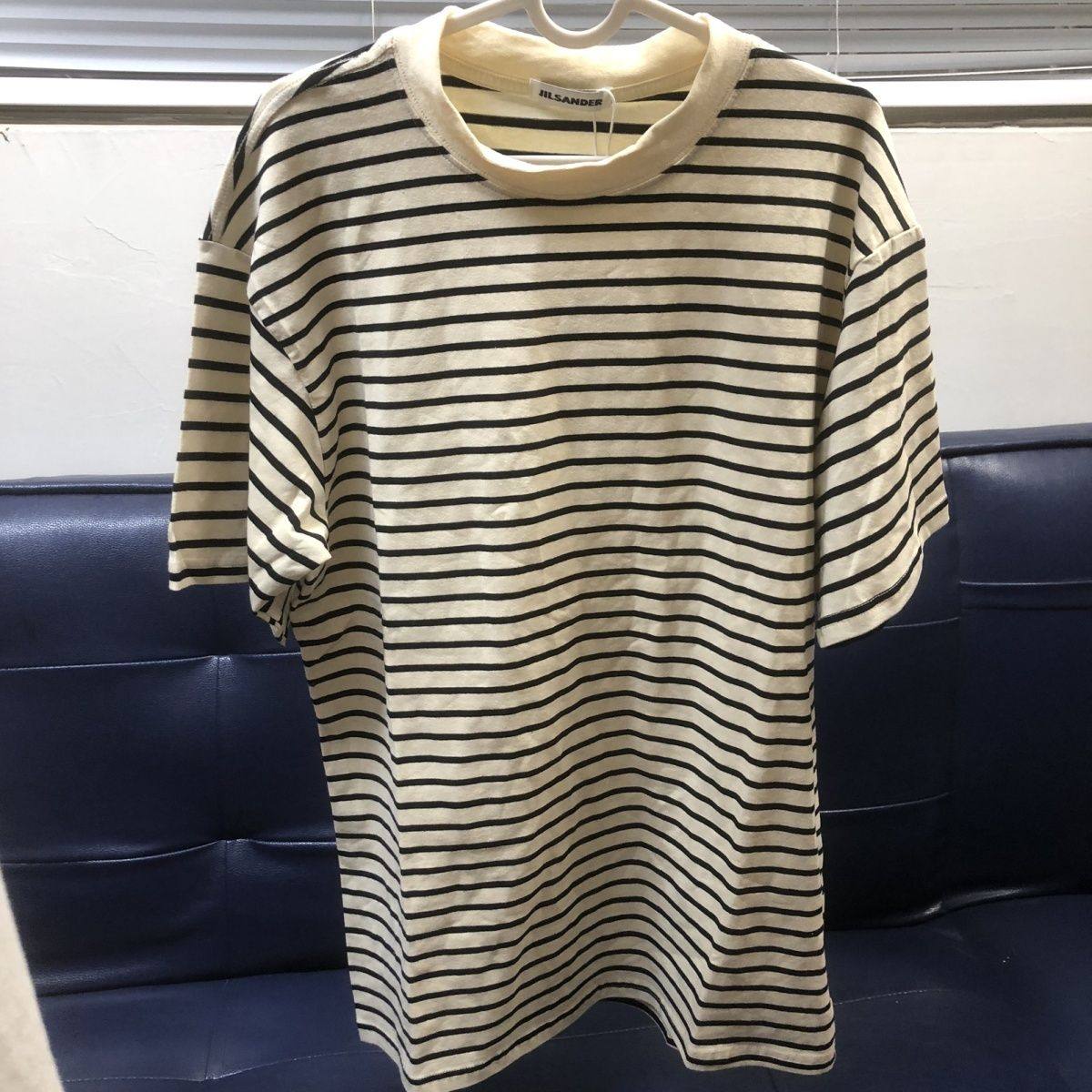 新款 JIL欧美潮牌24SS 经典简约条纹背后贴布字母logo男女短袖T恤