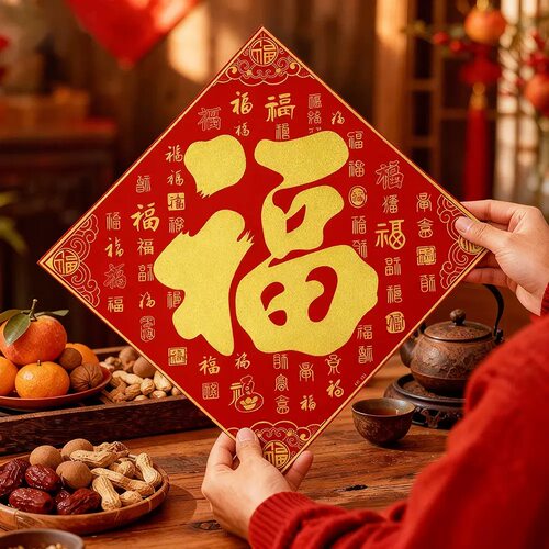 新年福字绒布贴通用春节日大门