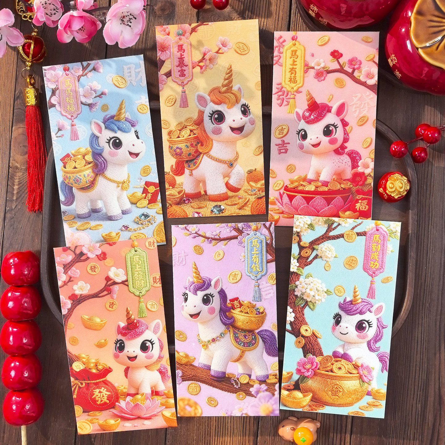 5D仿真刺绣毛绒独角兽马年红包袋