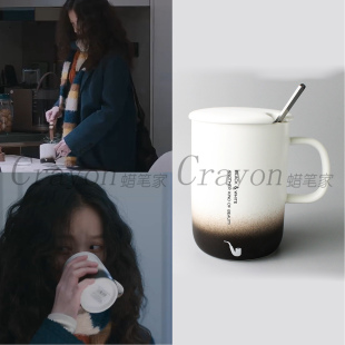 倪妮隐身的名字任小名同款杯子渐变陶瓷个性欧式咖啡带勺马克杯