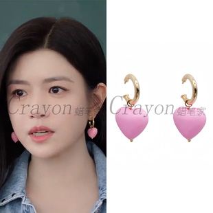 陈妍希狙击蝴蝶岑矜同款耳环甜酷爱心可爱复古桃心耳钉耳坠耳饰