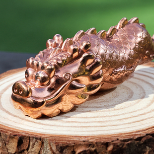 不二马大叔红铜紫铜肥龙手办实心手把件高端收藏品镇宅招财限量版